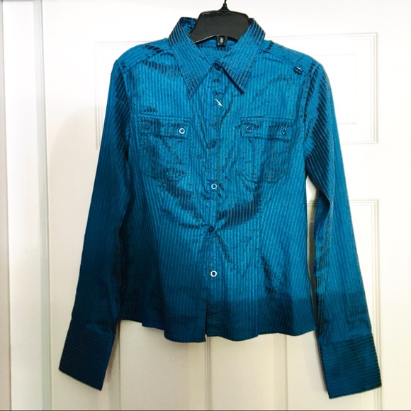 Metallic blue pinstripe shirt - Picture 2 of 3